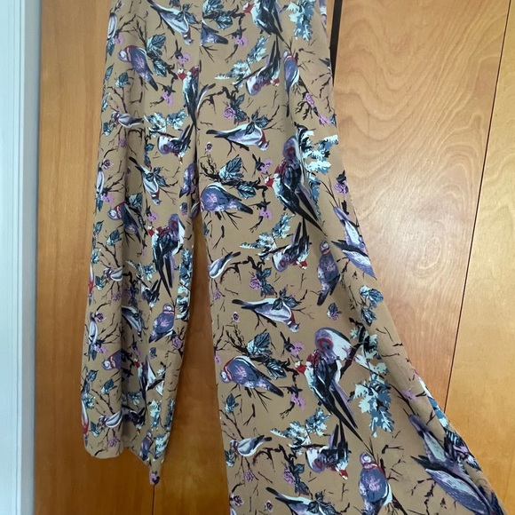 Elegant Bird Print Wide-Leg Pants - Picture 1 of 1